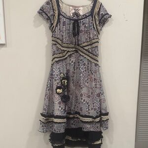 Sugarlips Asymmetrical Dress in Purple and Cream